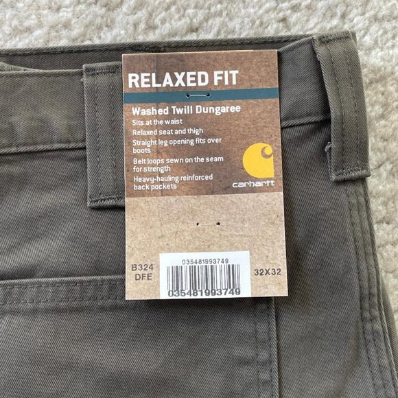 Carhartt B324 DFE Relaxed Fit Men's 32x32 Washed Twill Dungaree Dark Coffee - Picture 3 of 8
